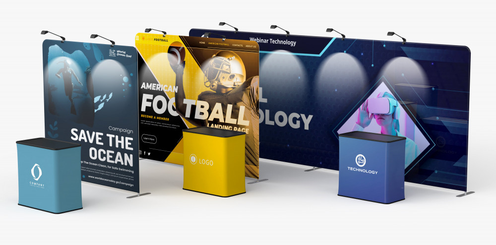 Straight tension fabric display examples