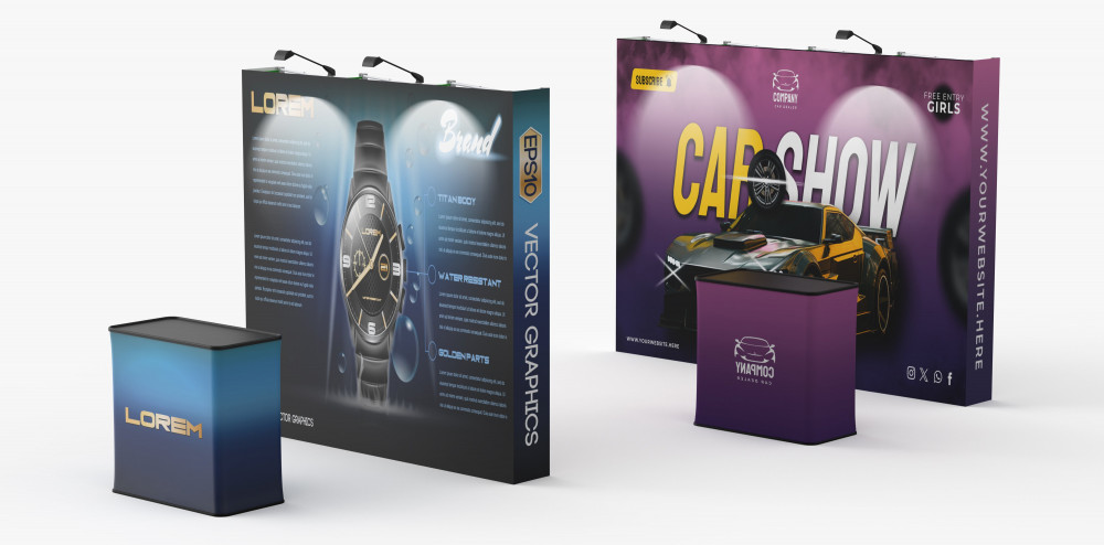 Straight velcro fabric pop up backdrop examples