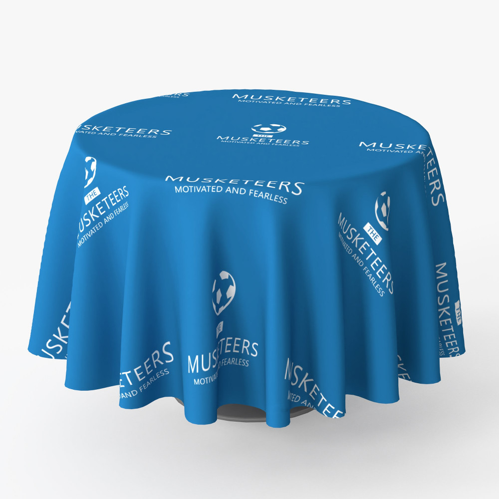 Round branded table cover example