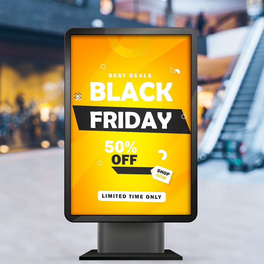 Backlit retail display graphic.