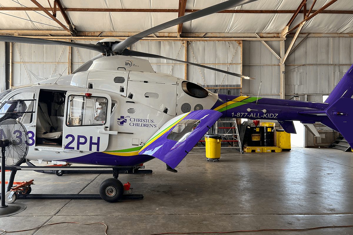 Specialty vehicle graphics on a medical helicopter.