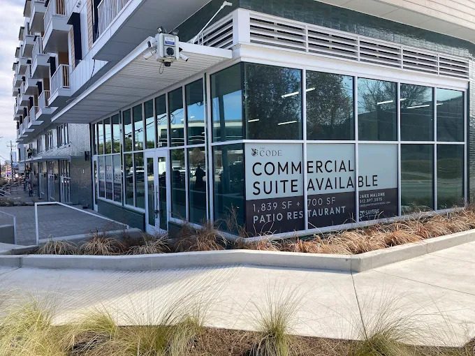 Commercial suite window vinyl on exterior glass.
