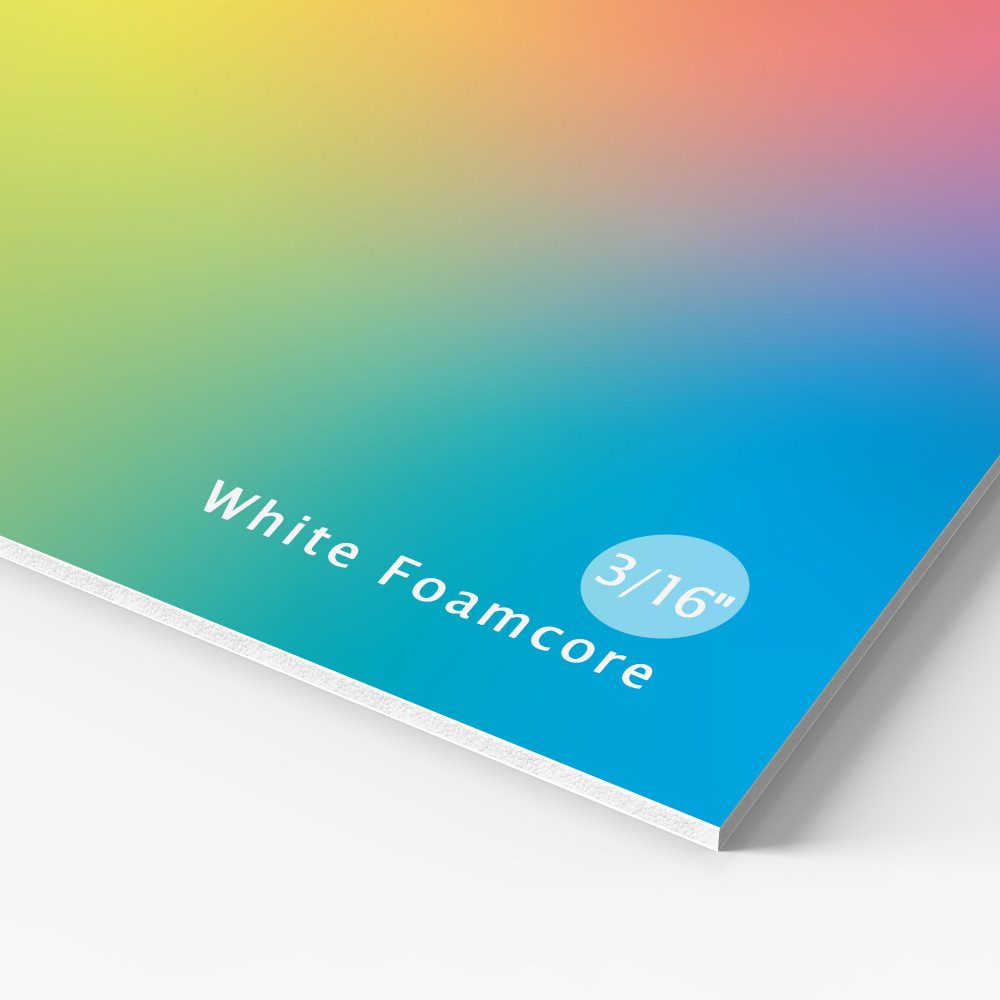 White foamcore sign material sample.